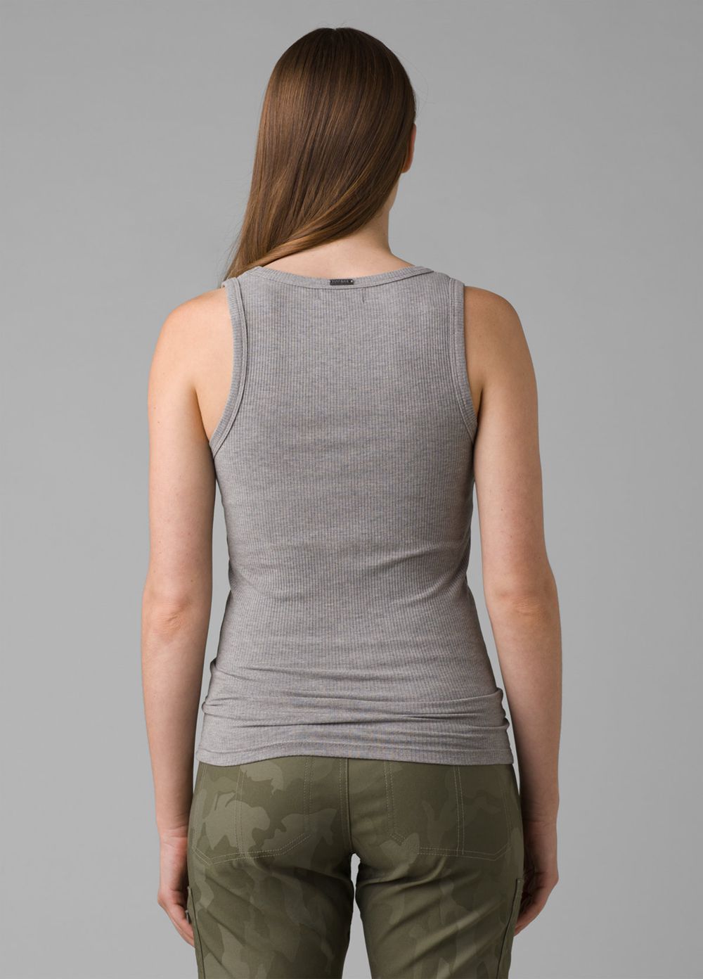 Grey Women's PrAna Foundation Rib Tank Top | 83541-OTPS