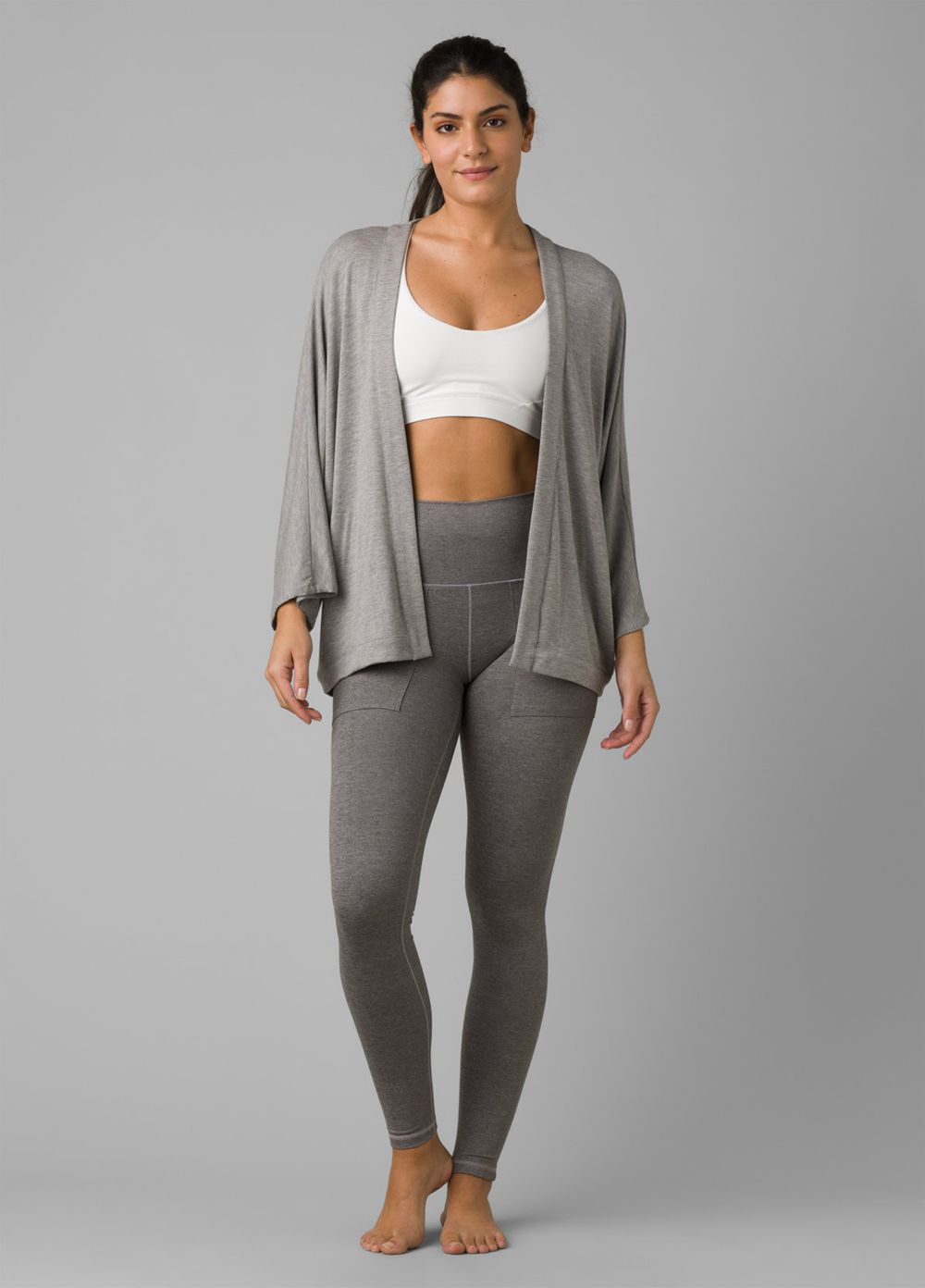 Grey Women's PrAna Foundation Seabrook Wrap Sweaters | 73025-NPGU