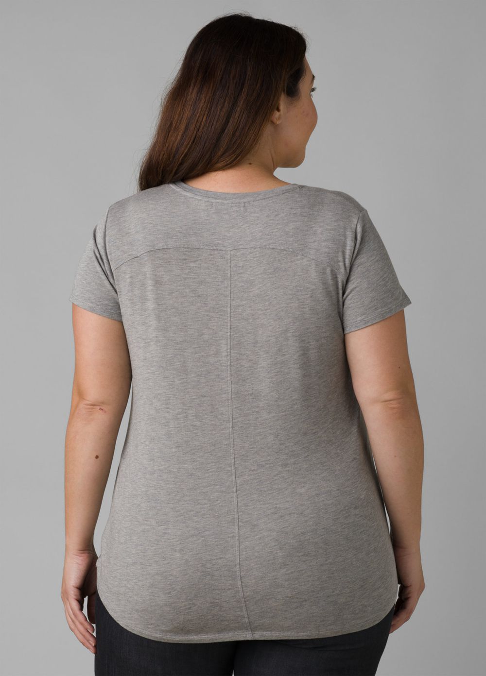 Grey Women's PrAna Foundation Short Sleeve Plus T-Shirts | 64105-BQKE