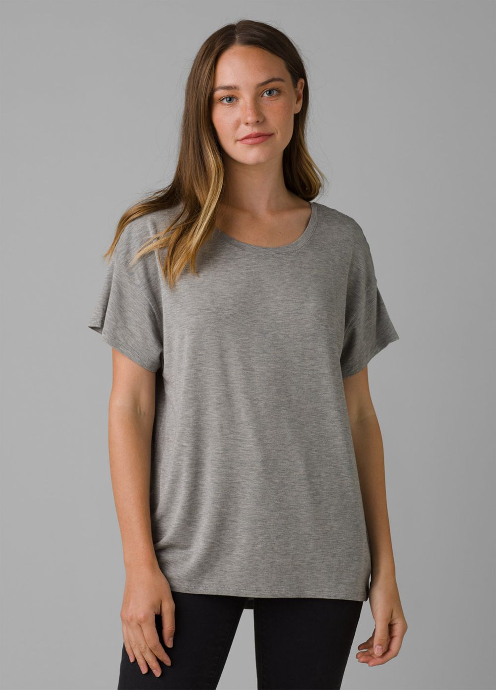 Grey Women's PrAna Foundation Slouch T-Shirts | 73481-WXBG