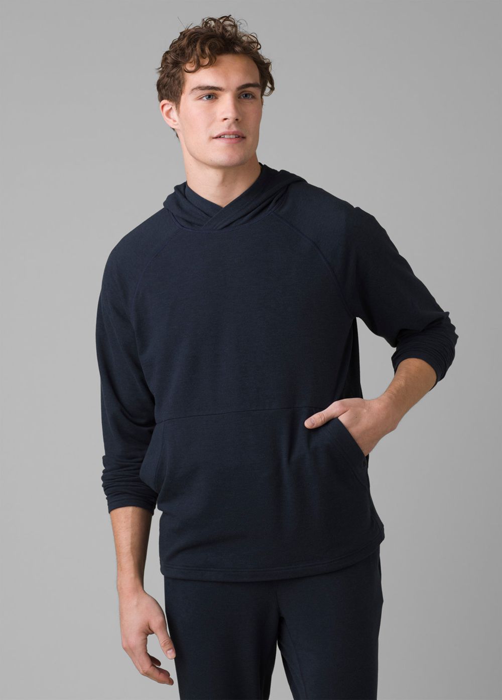 Navy Men\'s PrAna Altitude Tracker Hoodie | 59672-YDNZ