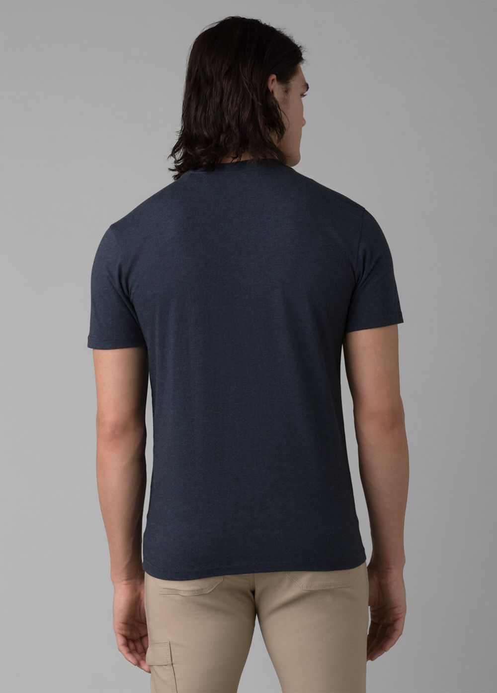 Navy Men's PrAna Crew T-Shirts | 67421-VKFZ