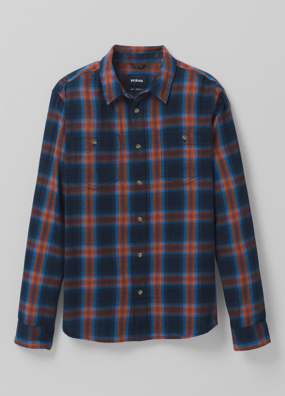 Navy Men's PrAna Dolberg Flannel Shirts | 40935-PWOZ