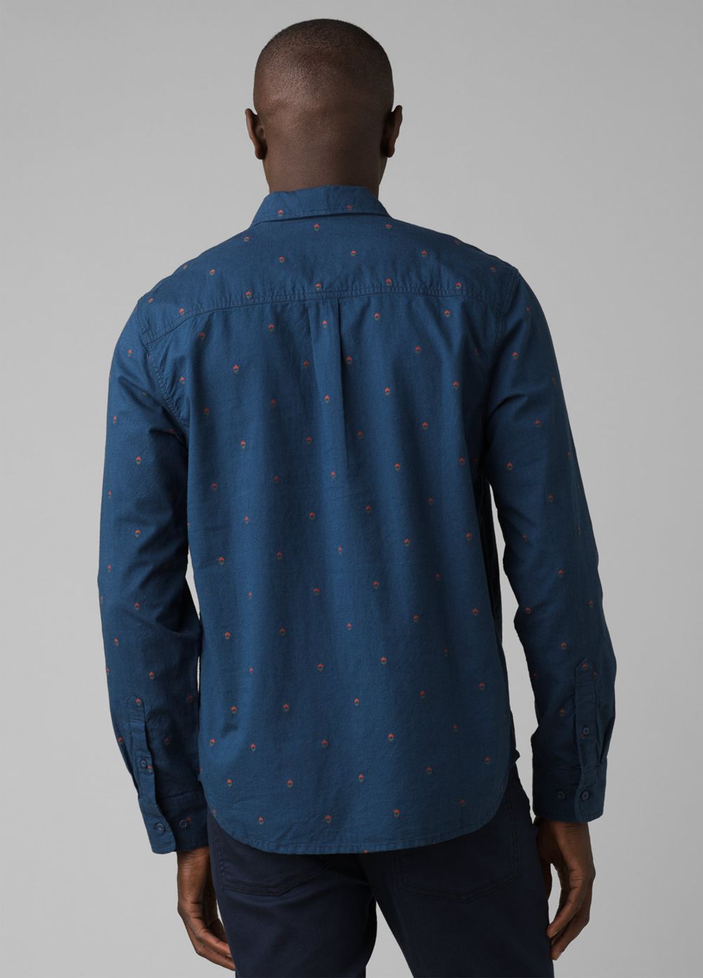 Navy Men's PrAna Lewisville Shirts | 47130-VNHB