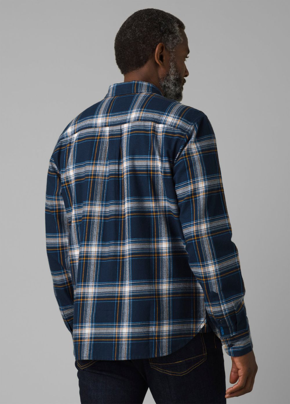 Navy Men's PrAna Los Feliz Flannel Shirts | 51342-KHTI