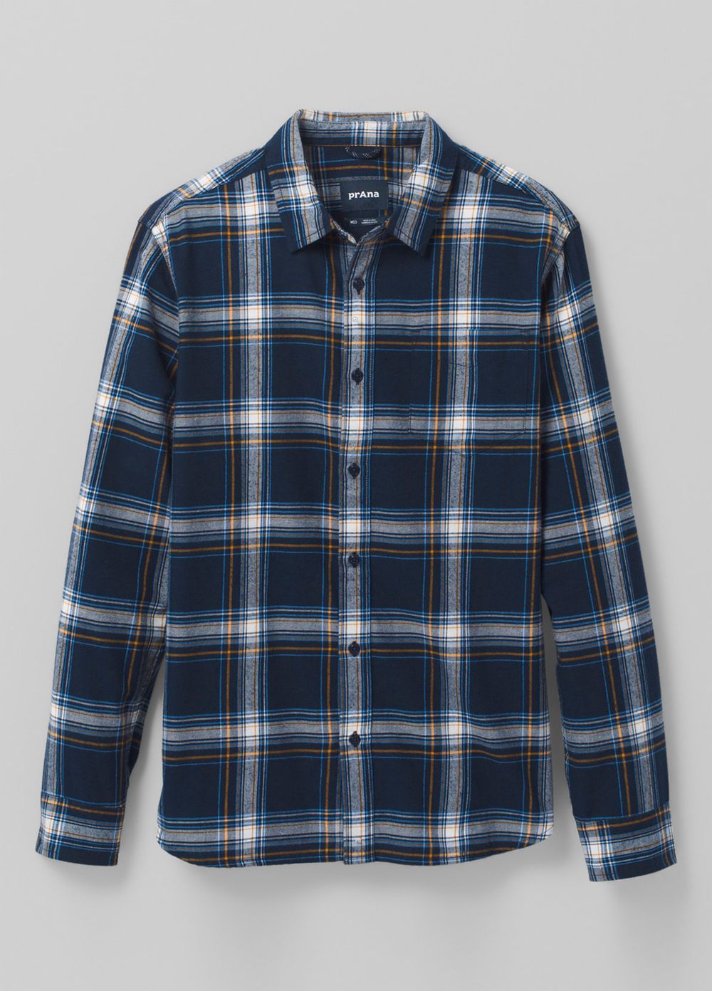 Navy Men's PrAna Los Feliz Flannel Shirts | 51342-KHTI