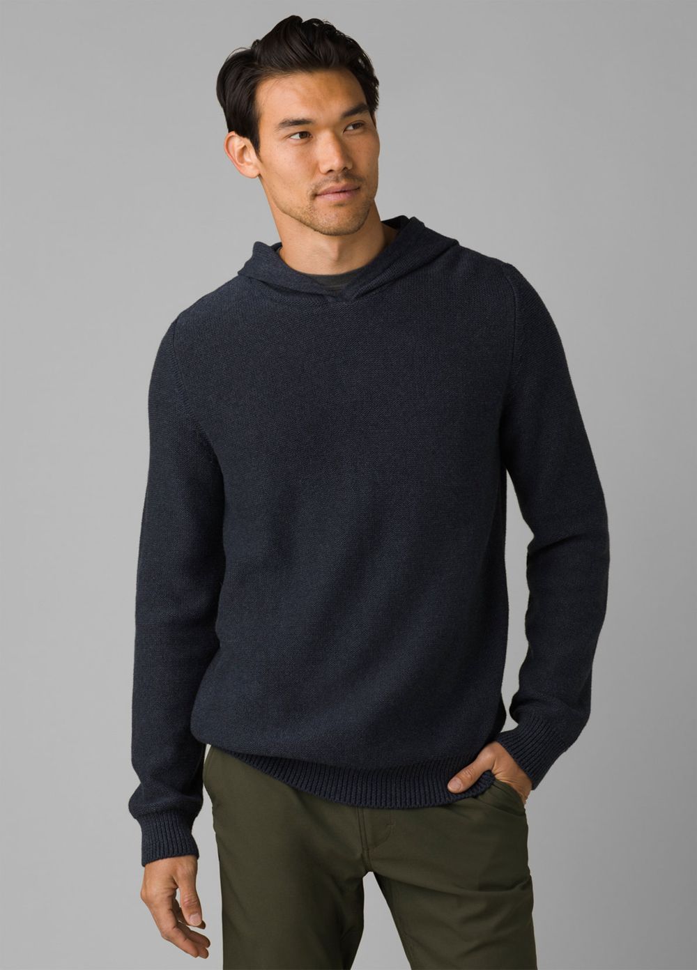 Navy Men\'s PrAna North Loop Hooded Sweaters | 58364-RUXE