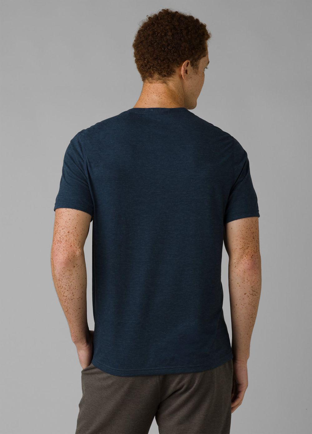 Navy Men's PrAna Prospect Heights Crew T-Shirts | 63901-OLBM