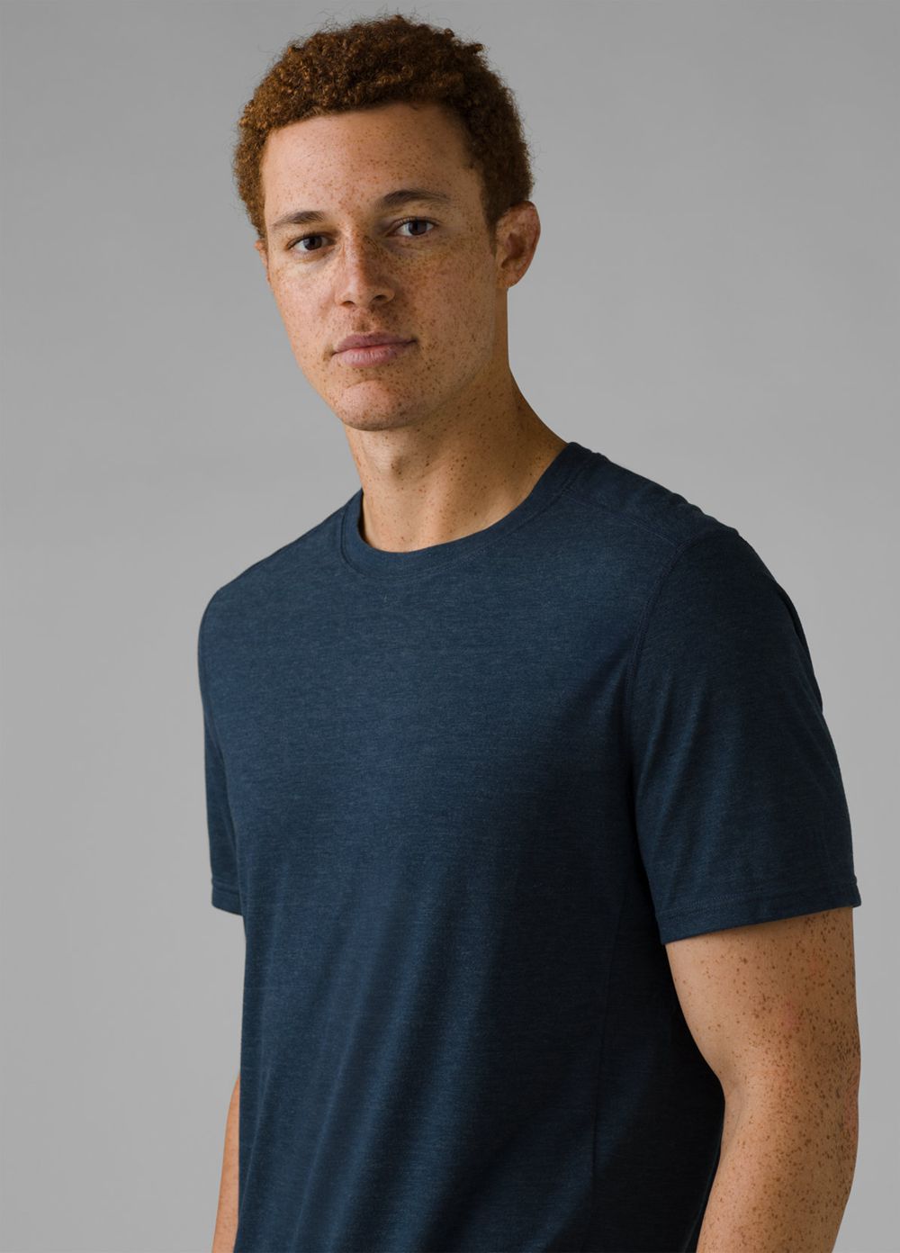 Navy Men's PrAna Prospect Heights Crew T-Shirts | 63901-OLBM