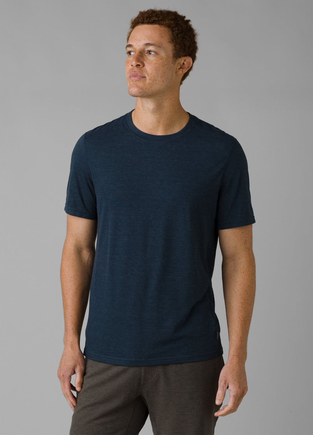 Navy Men\'s PrAna Prospect Heights Crew T-Shirts | 63901-OLBM