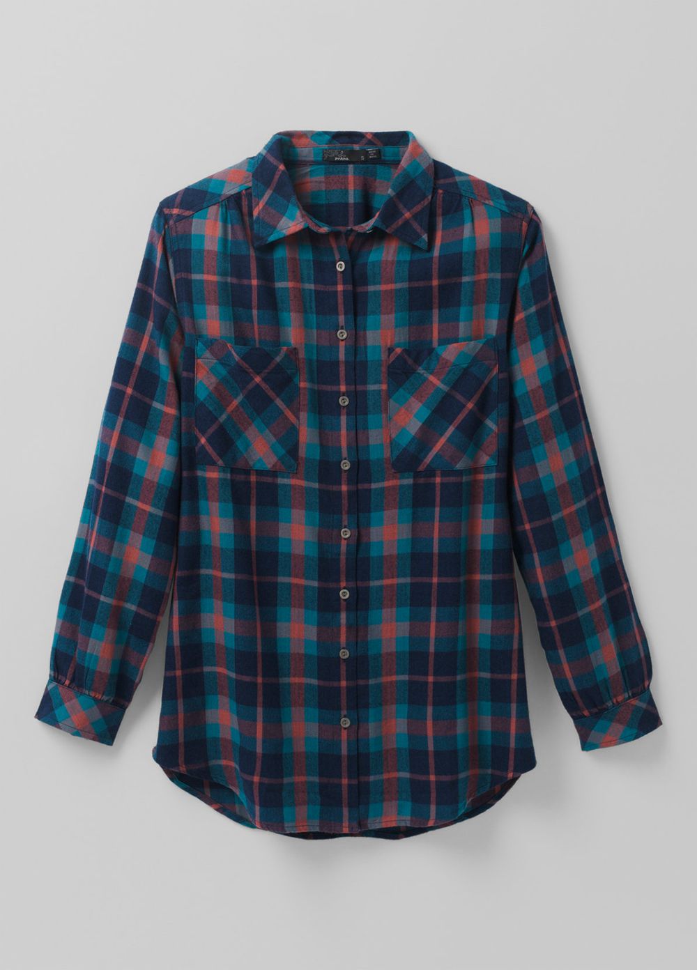 Navy Women's PrAna Beezly Flannel Shirts | 28701-QWPO