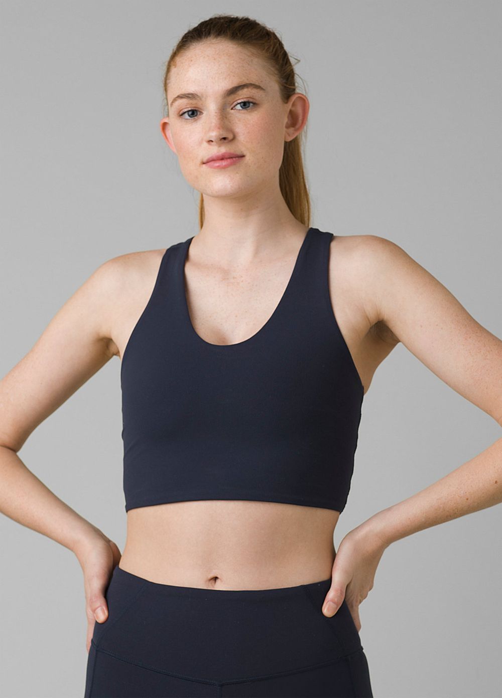 Navy Women\'s PrAna Momento Crop Bra | 67439-BRAK