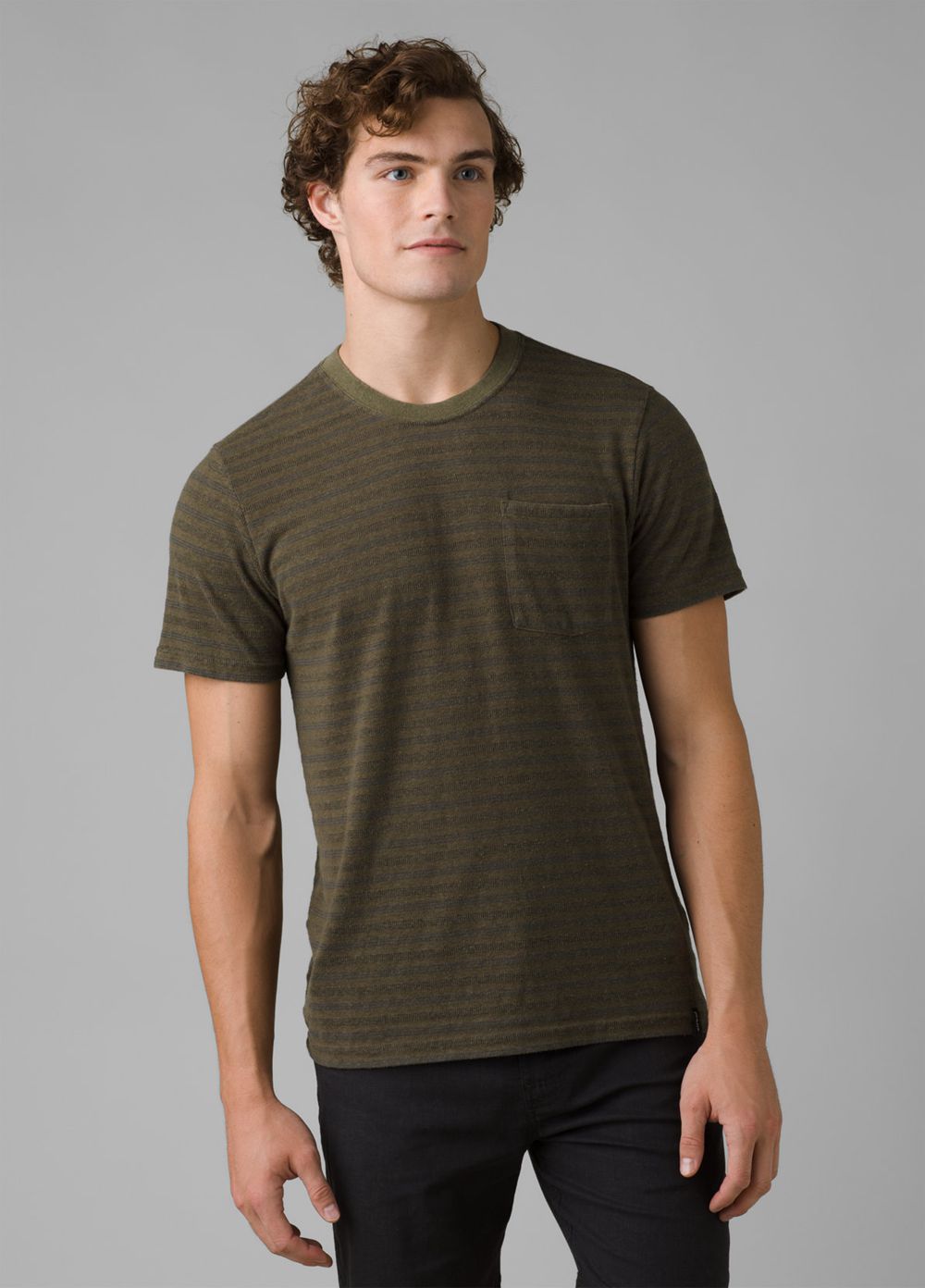 Olive Men\'s PrAna Cardiff Short Sleeve Pocket T-Shirts | 46358-YUWB