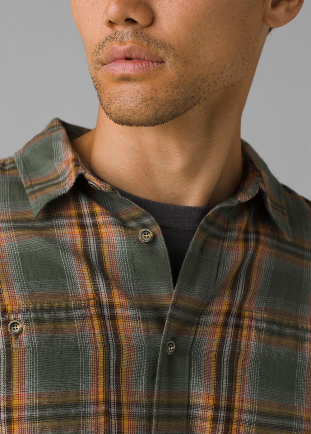 Olive Men's PrAna Dolberg Flannel Shirts | 98356-NHYA