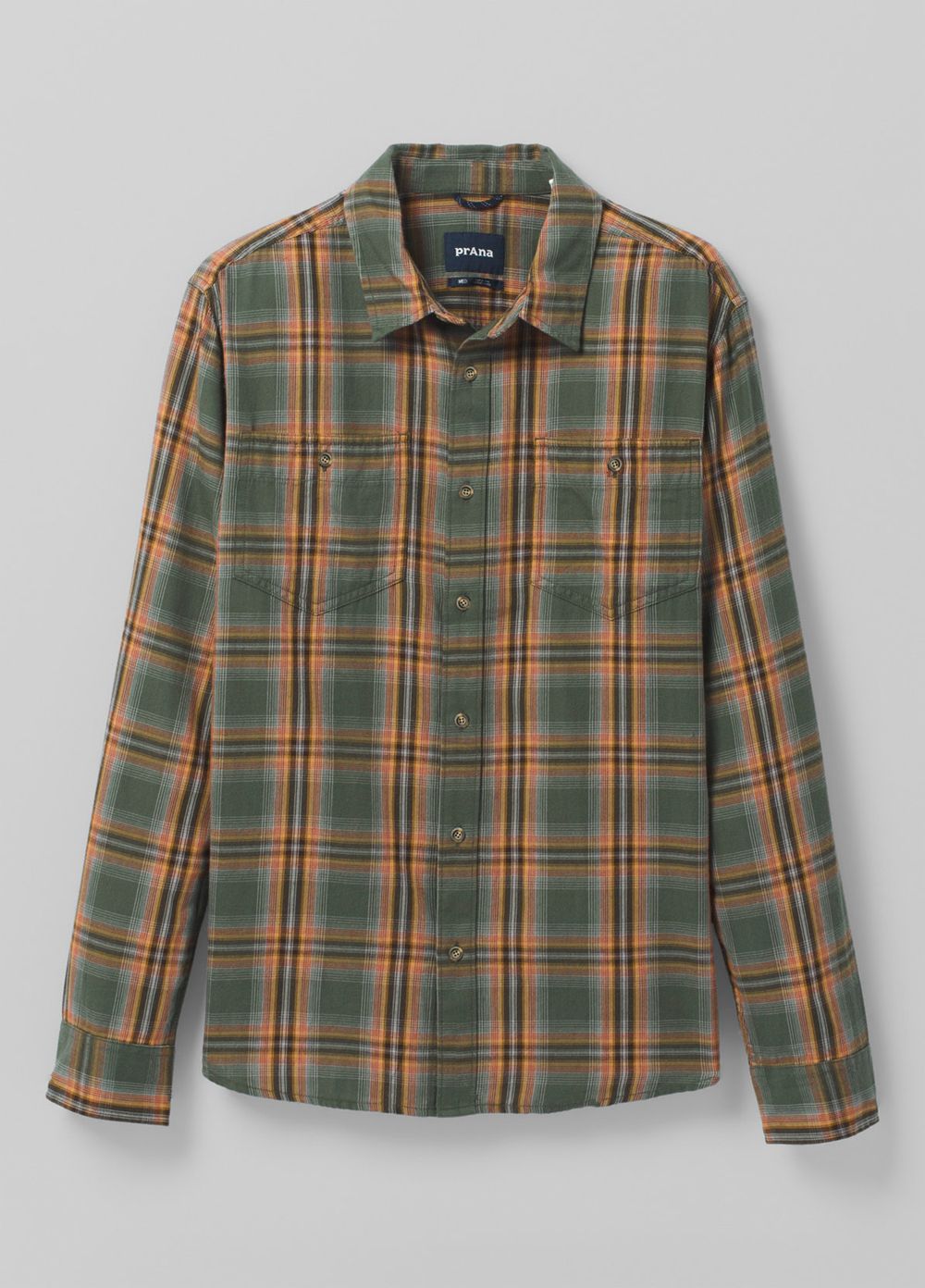 Olive Men's PrAna Dolberg Flannel Shirts | 98356-NHYA