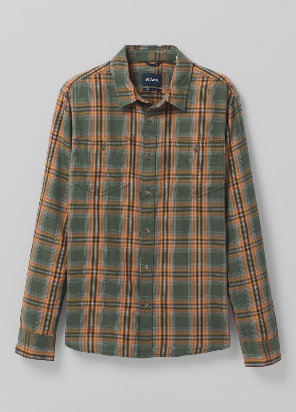 Olive Men's PrAna Dolberg Flannel Tall Shirts | 57039-YAHR