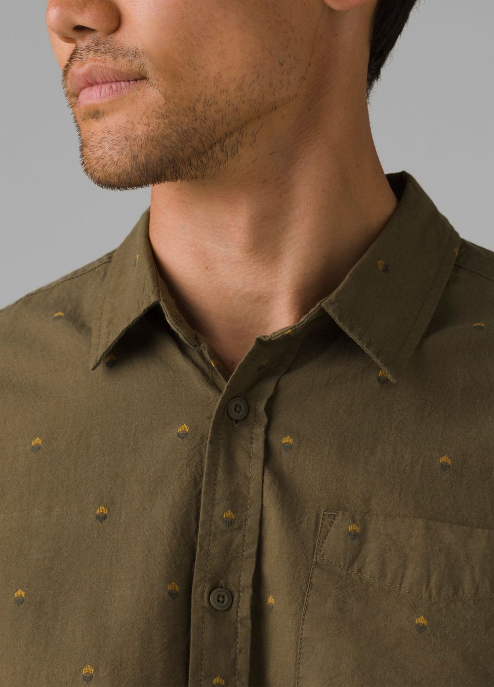 Olive Men's PrAna Lewisville Shirts | 25748-QMPG