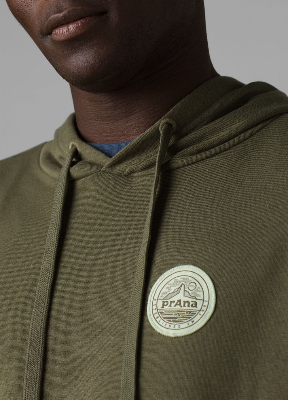 Olive Men's PrAna Patch Hoodie | 05849-KGMX