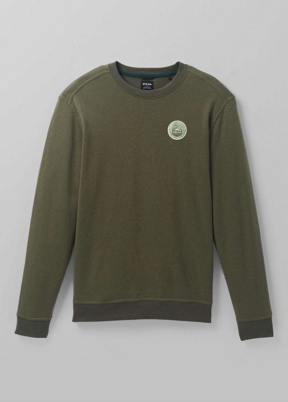 Olive Men's PrAna Patch Pullover Crew T-Shirts | 24307-UPGC