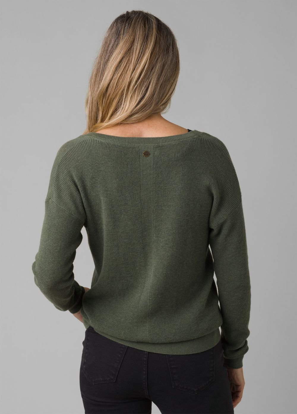 Olive Women's PrAna Milani V-Neck Sweaters | 07483-ZXDJ