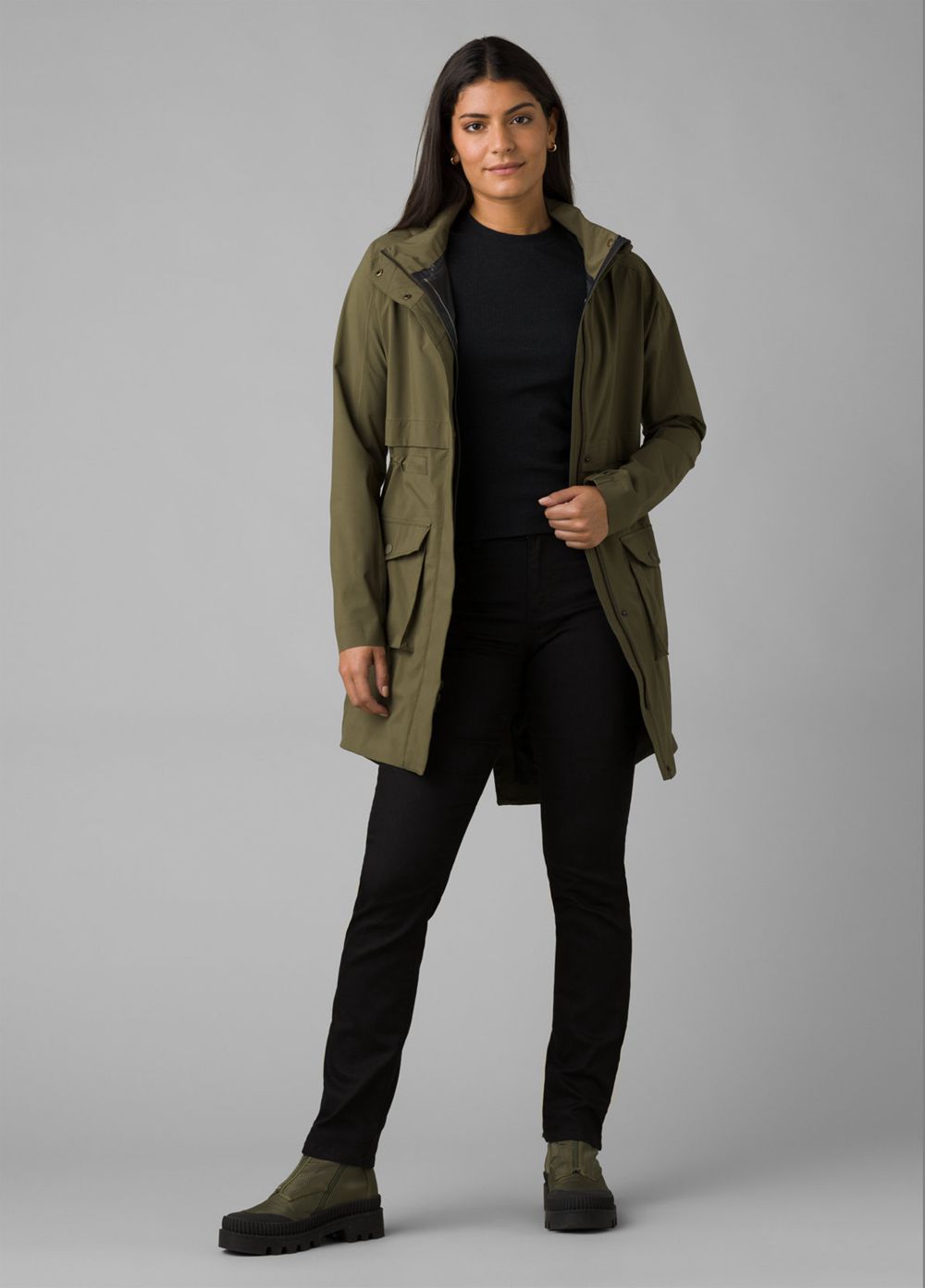 Olive Women's PrAna Othello Falls Trench Jackets | 34512-SFDP