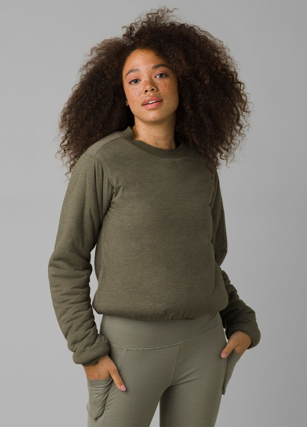 Olive Women's PrAna Polar Escape Sweatshirt | 04921-WDKY