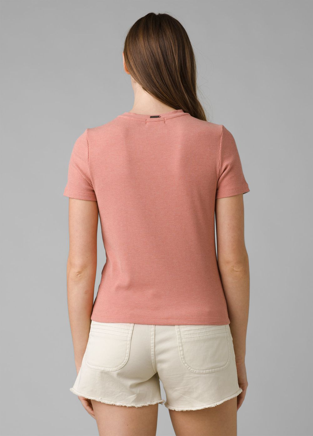 Pink Women's PrAna Foundation Rib T-Shirts | 84275-GDVO