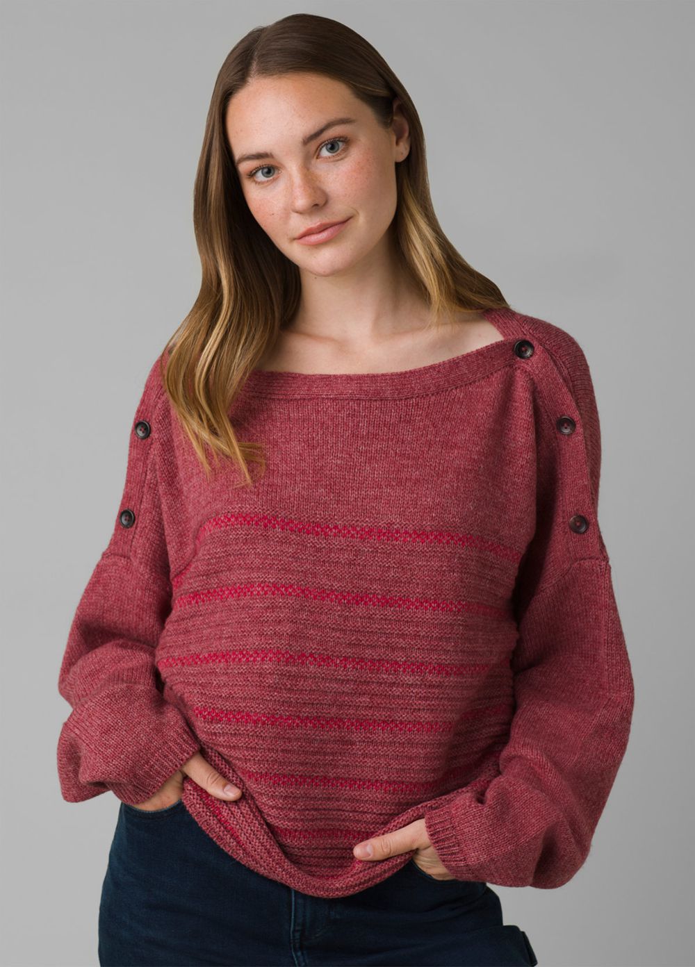 Red Women's PrAna Phono Sweaters | 29374-QUCL