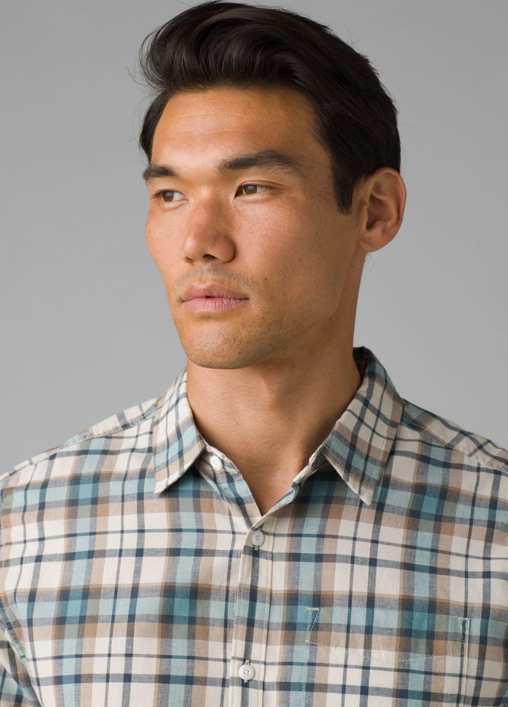 Turquoise Men's PrAna Groveland Shirts | 74280-PIFW