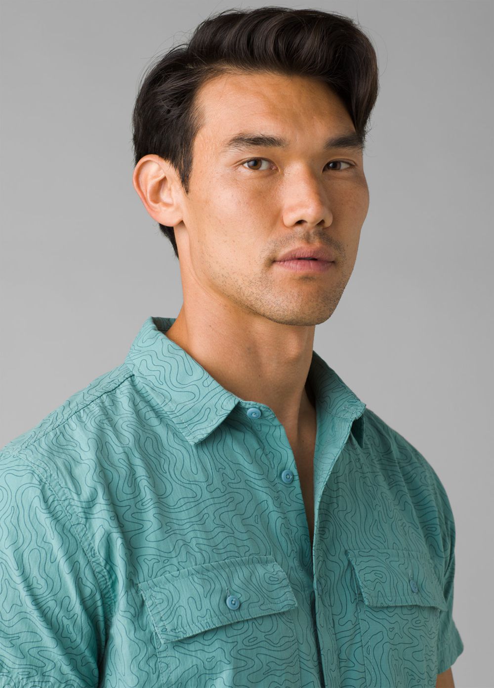 Turquoise Men's PrAna Sutherlin Shirts | 54871-LWVA