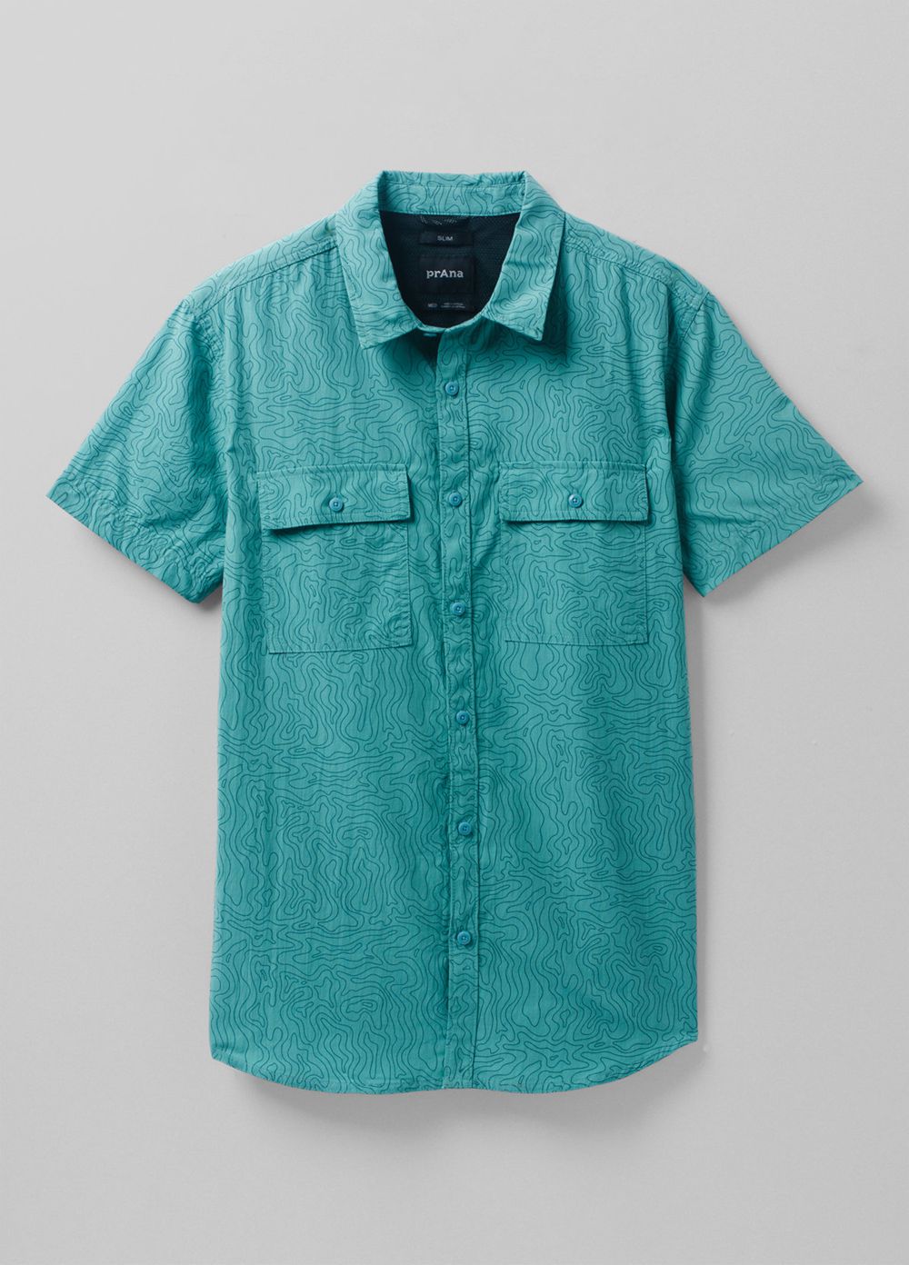 Turquoise Men's PrAna Sutherlin Shirts | 54871-LWVA