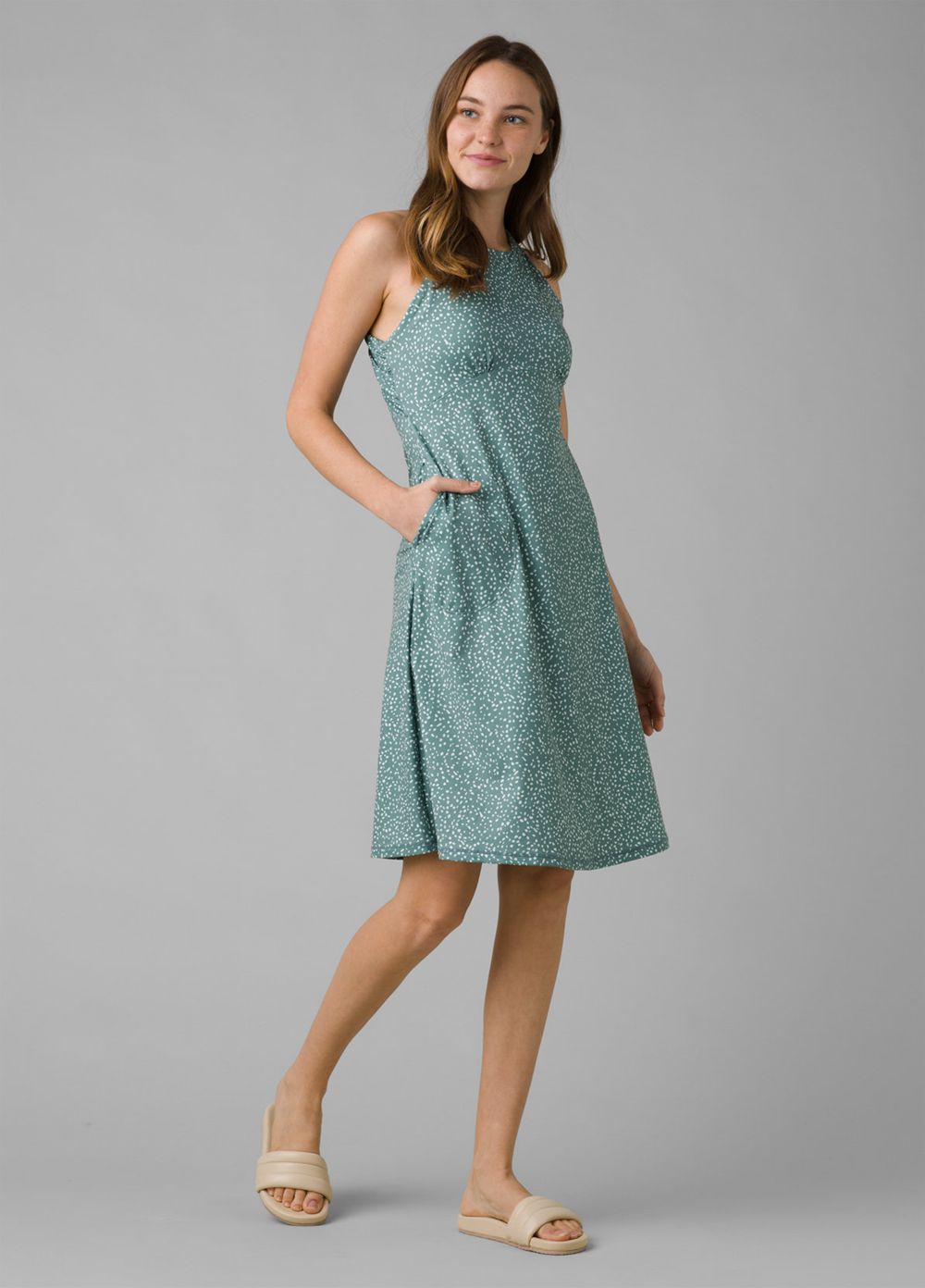 Turquoise Women's PrAna Jewel Lake Dresses | 21634-VIPD