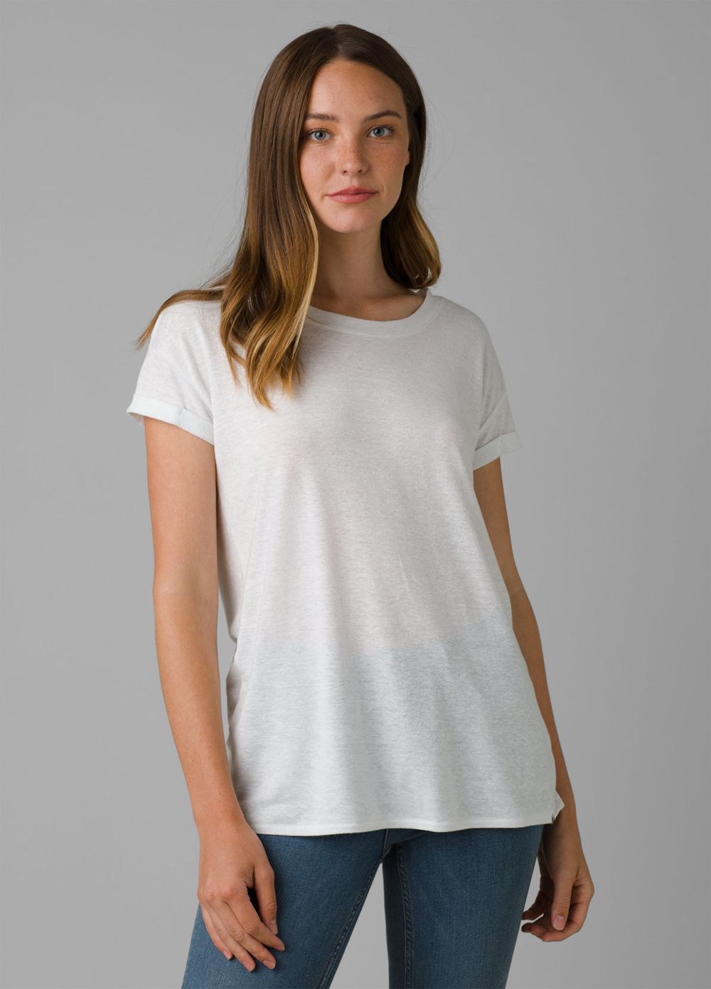 White Women's PrAna Cozy Up T-Shirts | 75193-XJLZ