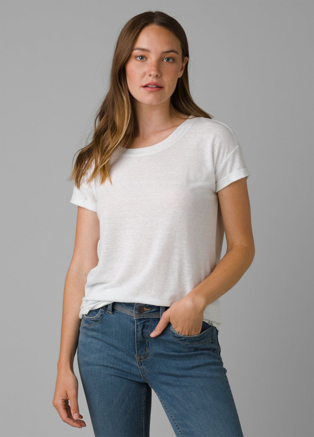 White Women\'s PrAna Cozy Up T-Shirts | 75193-XJLZ