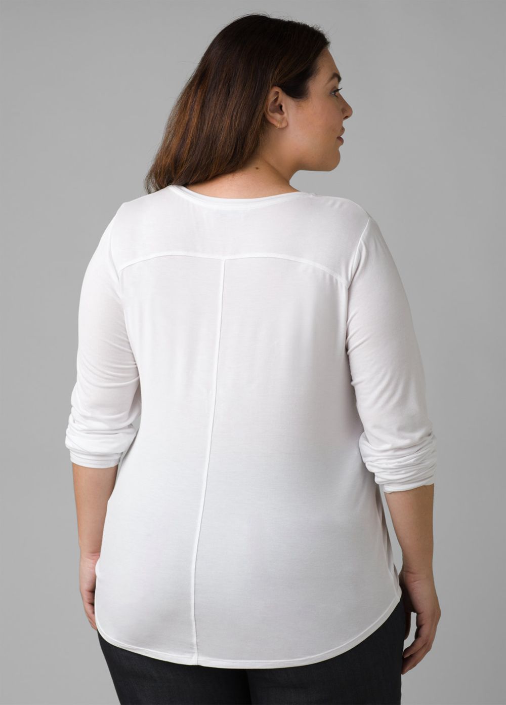 White Women's PrAna Foundation Long Sleeve Plus T-Shirts | 10856-XQZM