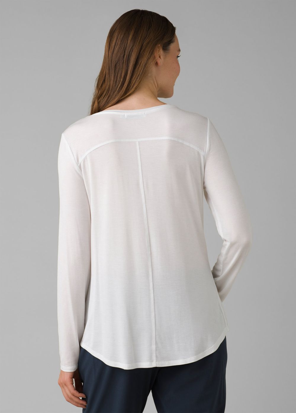 White Women's PrAna Foundation Long Sleeve Crew T-Shirts | 26175-LFKP