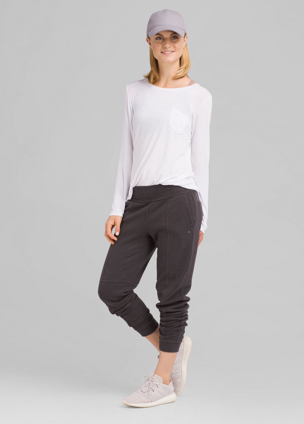 White Women's PrAna Foundation Long Sleeve Crew T-Shirts | 26175-LFKP