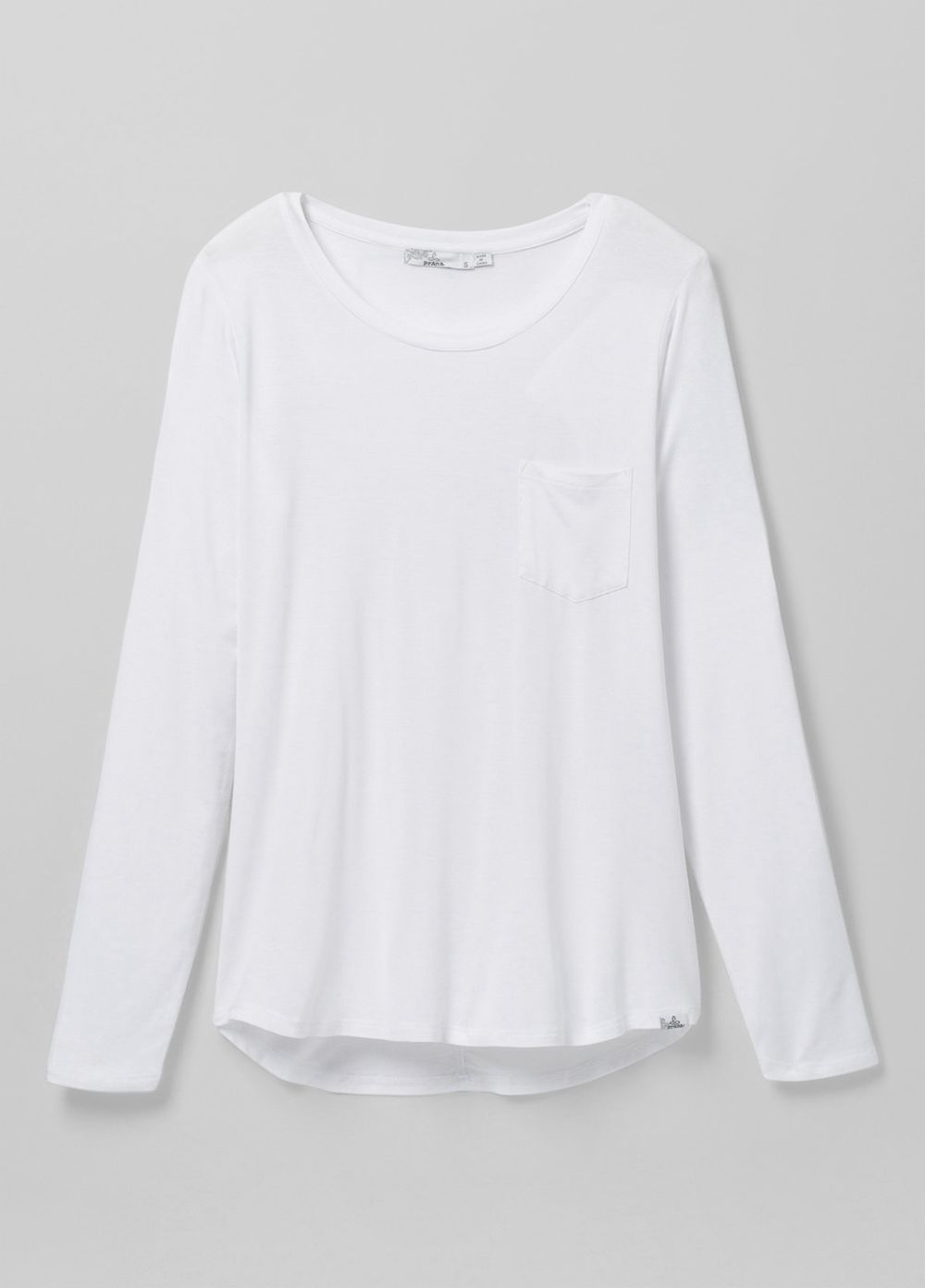 White Women's PrAna Foundation Long Sleeve Crew T-Shirts | 26175-LFKP