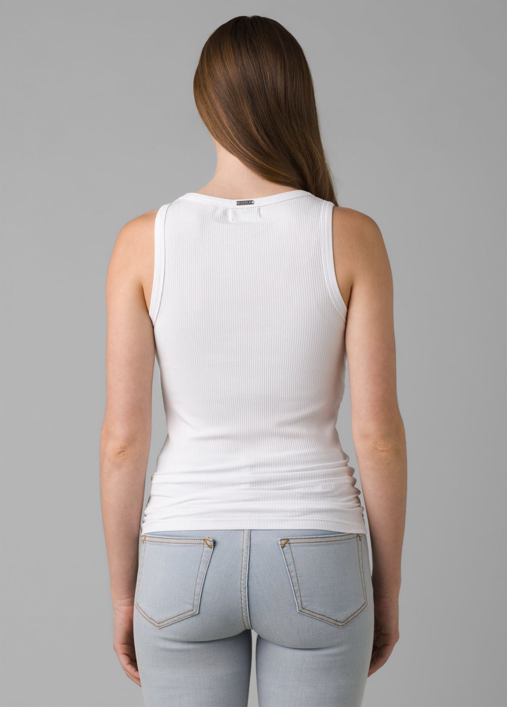 White Women's PrAna Foundation Rib Tank Top | 24398-LDUB