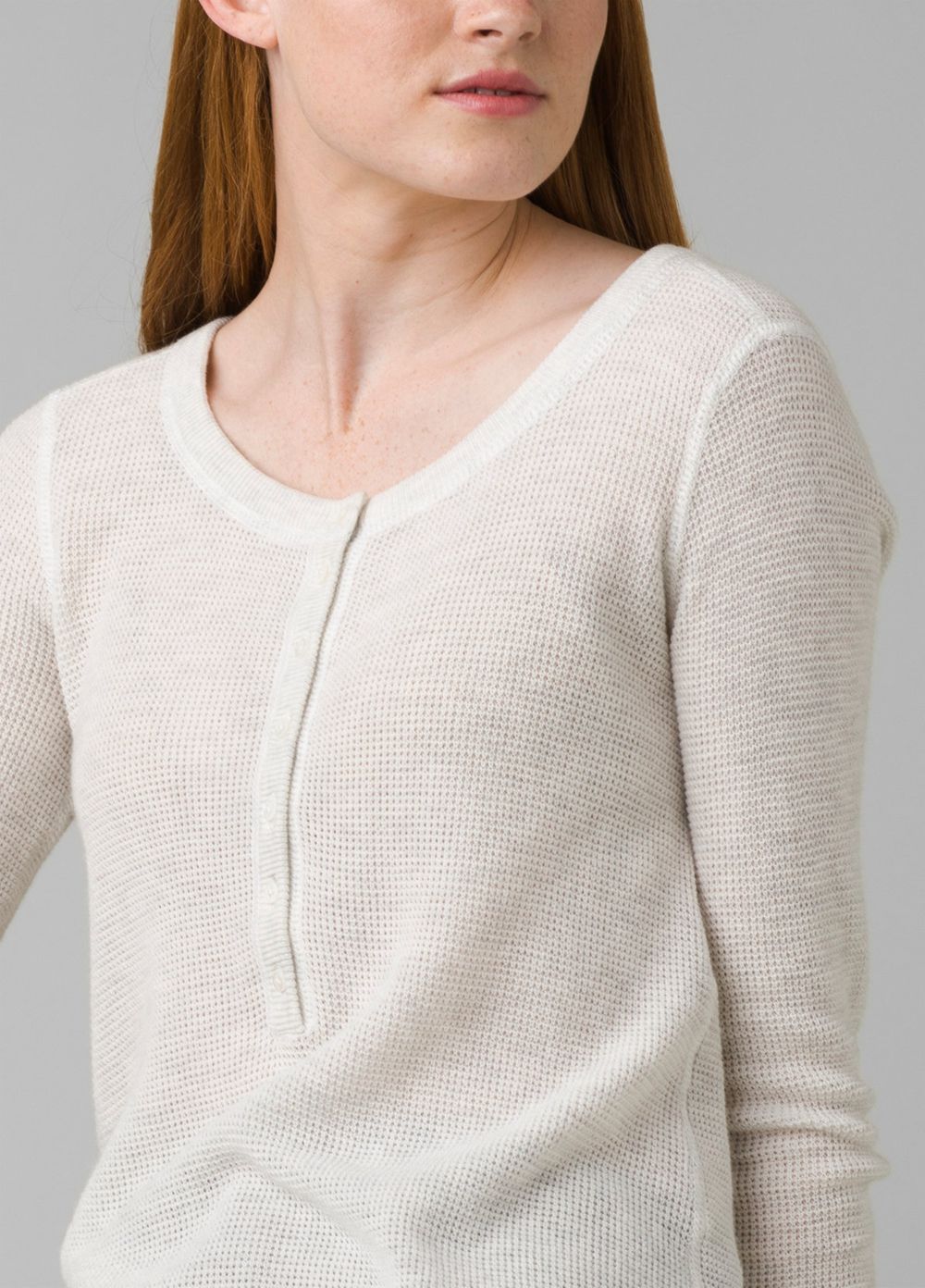 White Women's PrAna Milani Henley Sweaters | 48691-CXIT