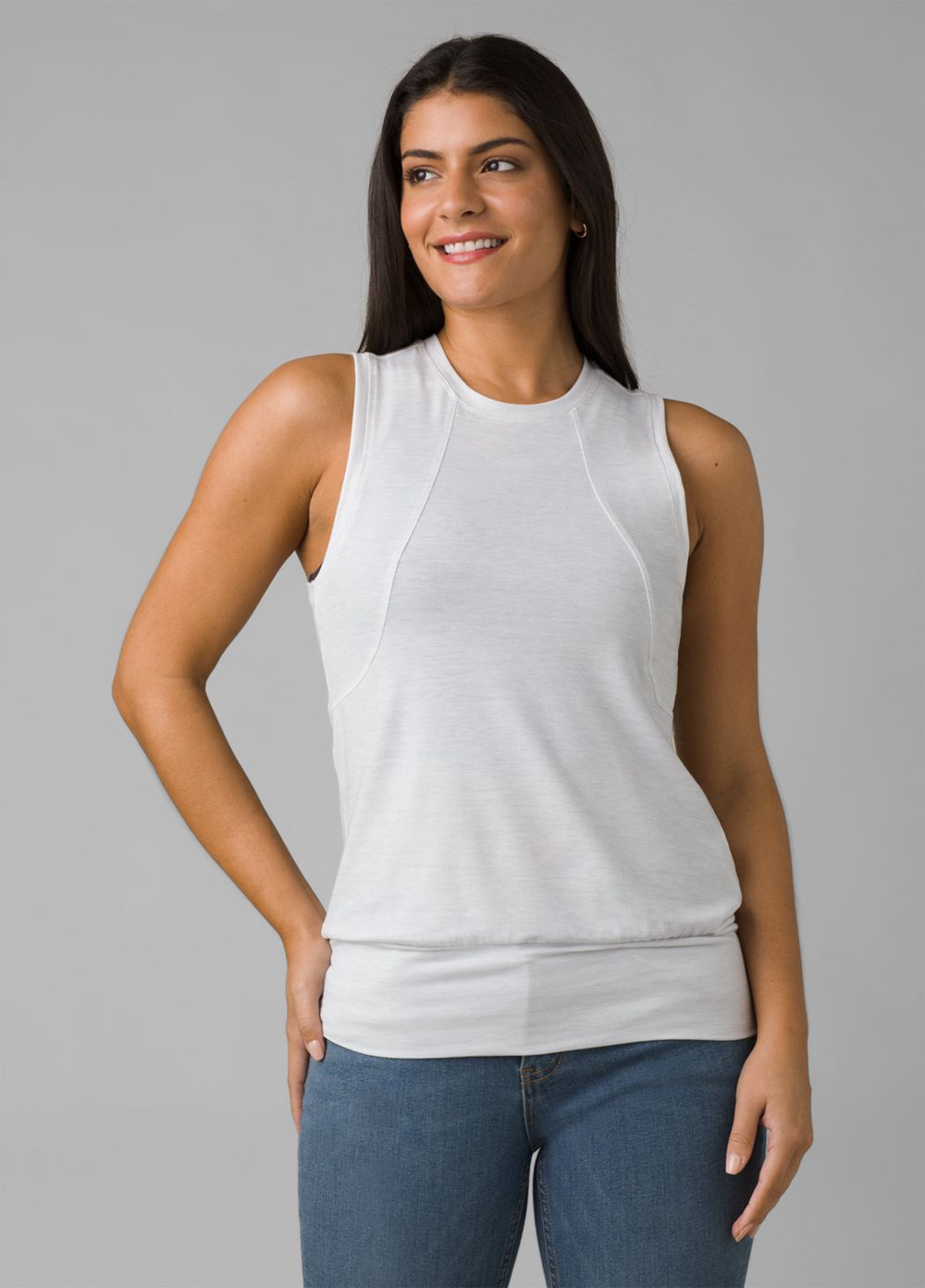 White Women\'s PrAna Sol Protect Tank Top | 84502-ZUSK