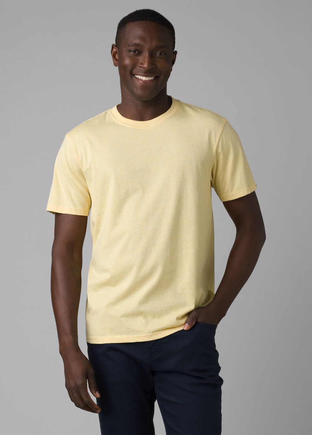 Yellow Men\'s PrAna Crew T-Shirts | 91736-IXUD