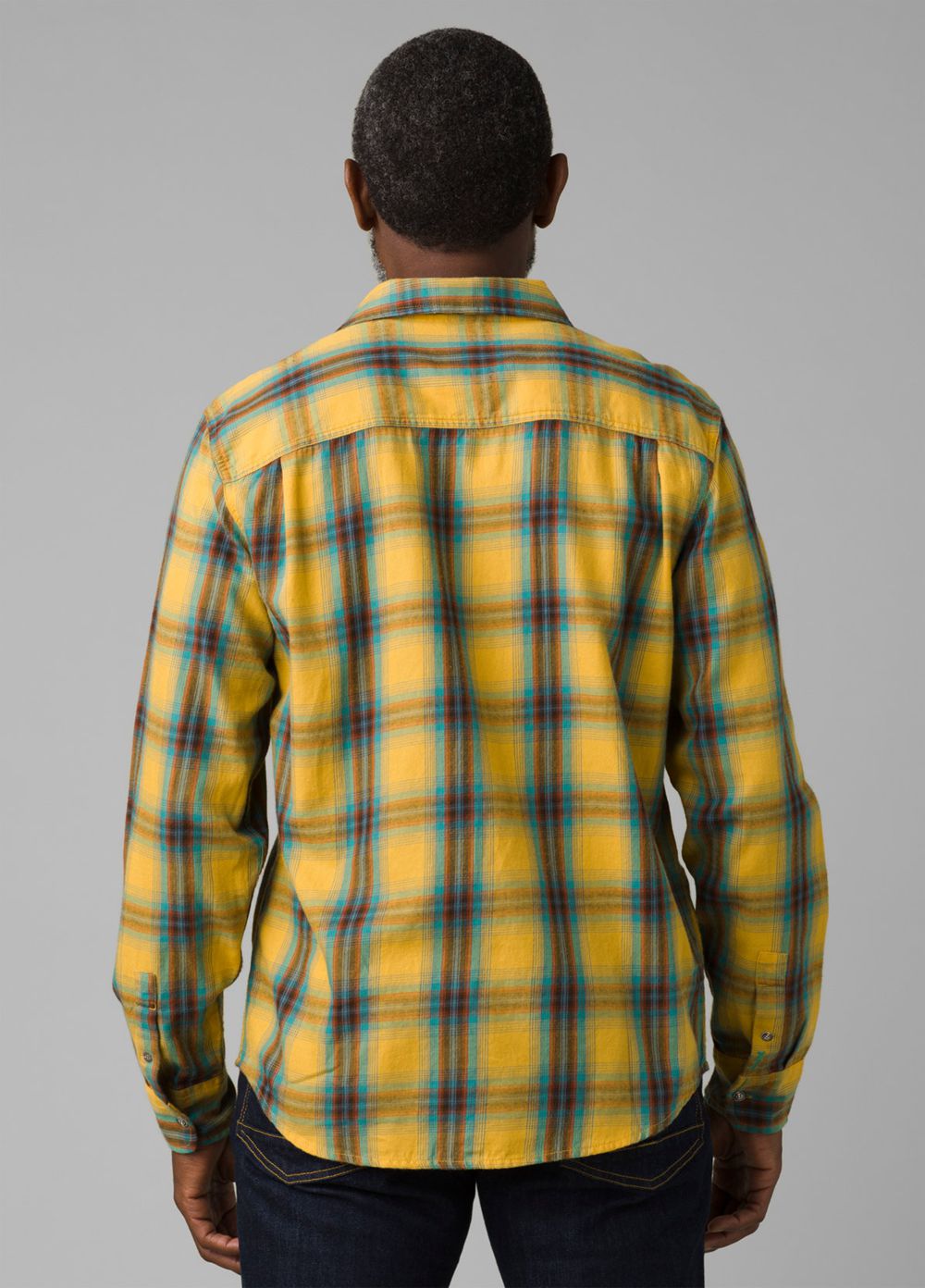 Yellow Men's PrAna Dolberg Flannel Tall Shirts | 67089-ERDH