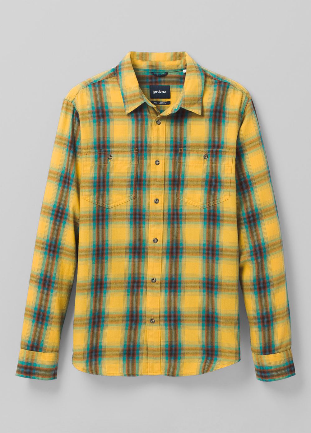 Yellow Men's PrAna Dolberg Flannel Tall Shirts | 67089-ERDH