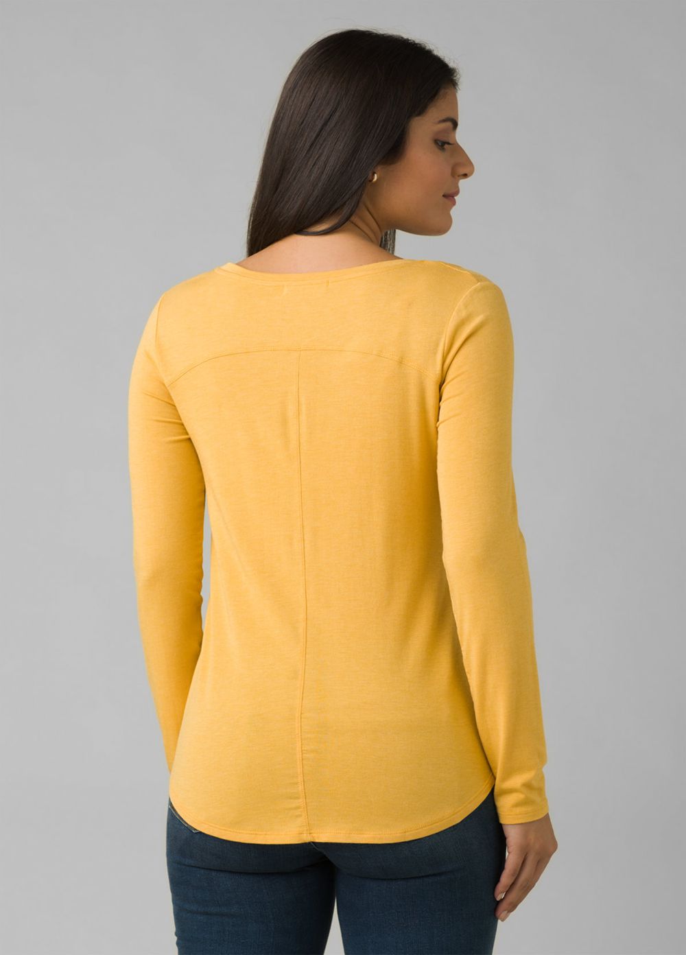 Yellow Women's PrAna Foundation Long Sleeve Crew T-Shirts | 71054-ONHG