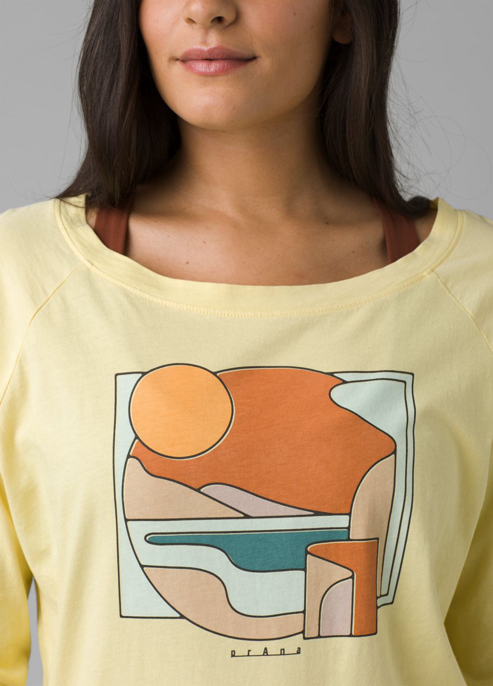 Yellow Women's PrAna Organic Graphic Long Sleeve T-Shirts | 34179-LQXN