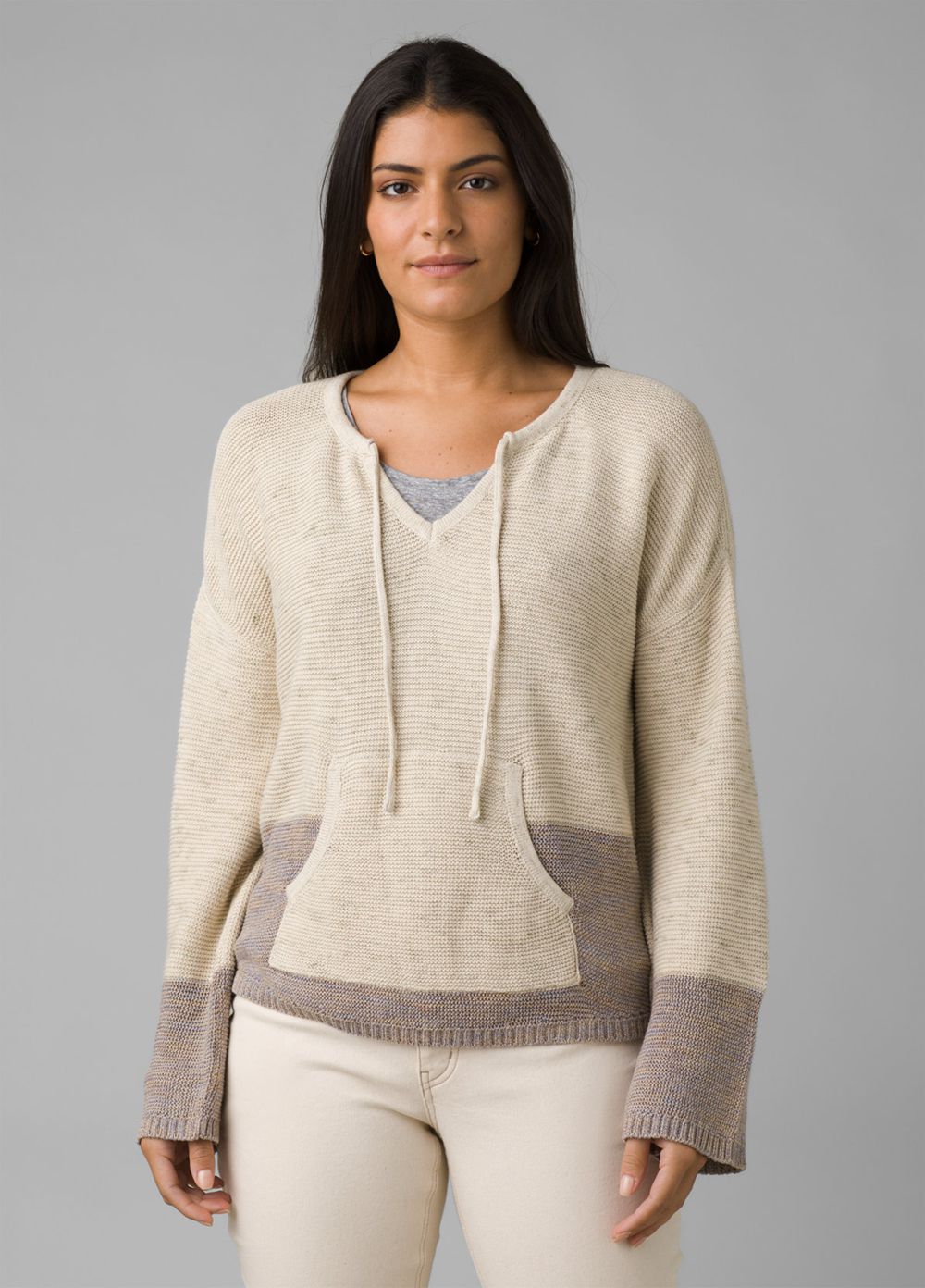 Beige Women's PrAna Crystal Beach Sweaters | 06275-LMFR