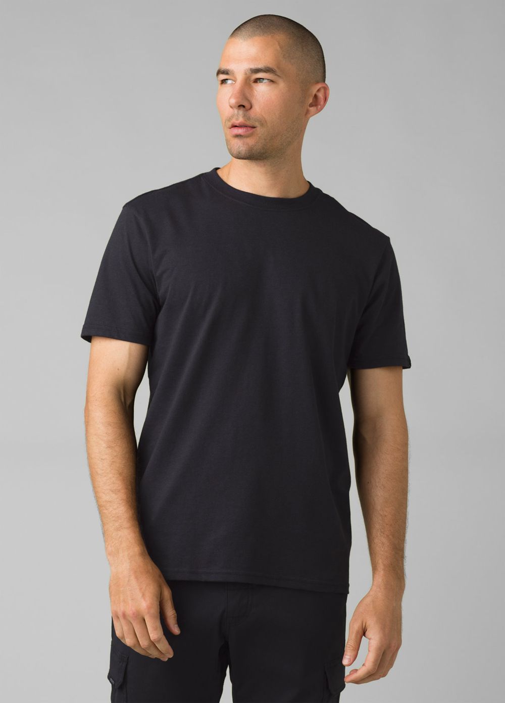 Black Men's PrAna Crew T-Shirts | 20895-RLFW