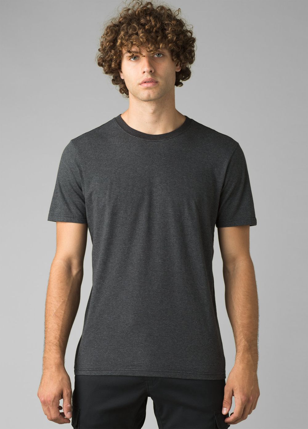 Black Men's PrAna Crew T-Shirts | 23976-NIBT