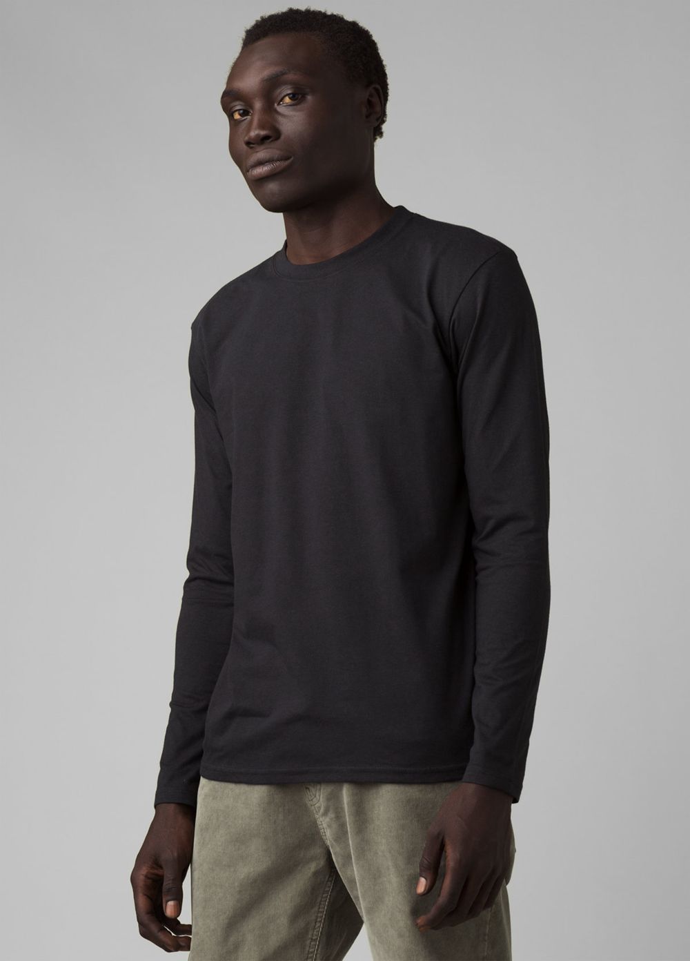 Black Men's PrAna Long Sleeve T-Shirts | 34956-JFVR